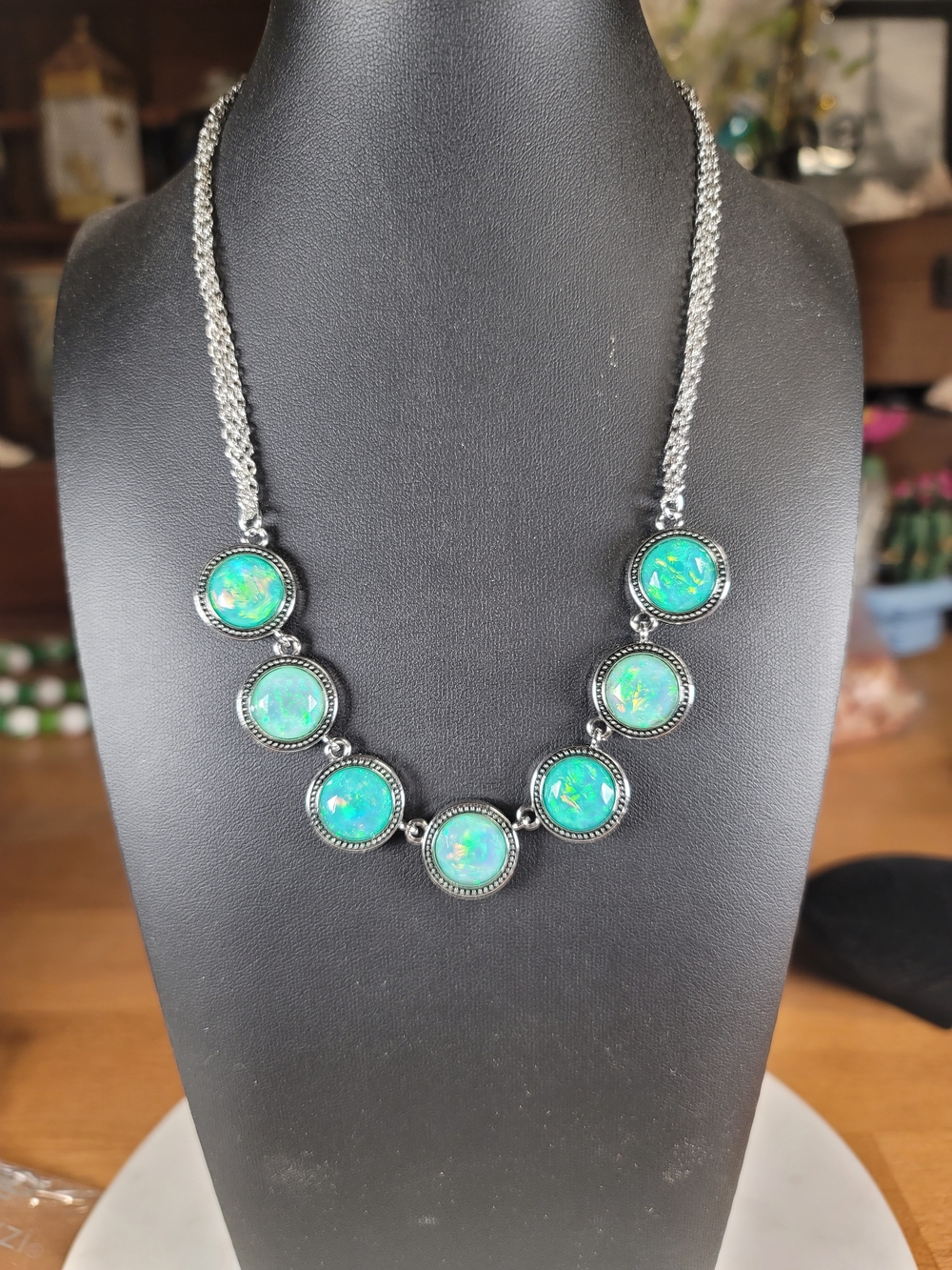 paparazzi Silver-Tone Necklace with Blue Opal Stations